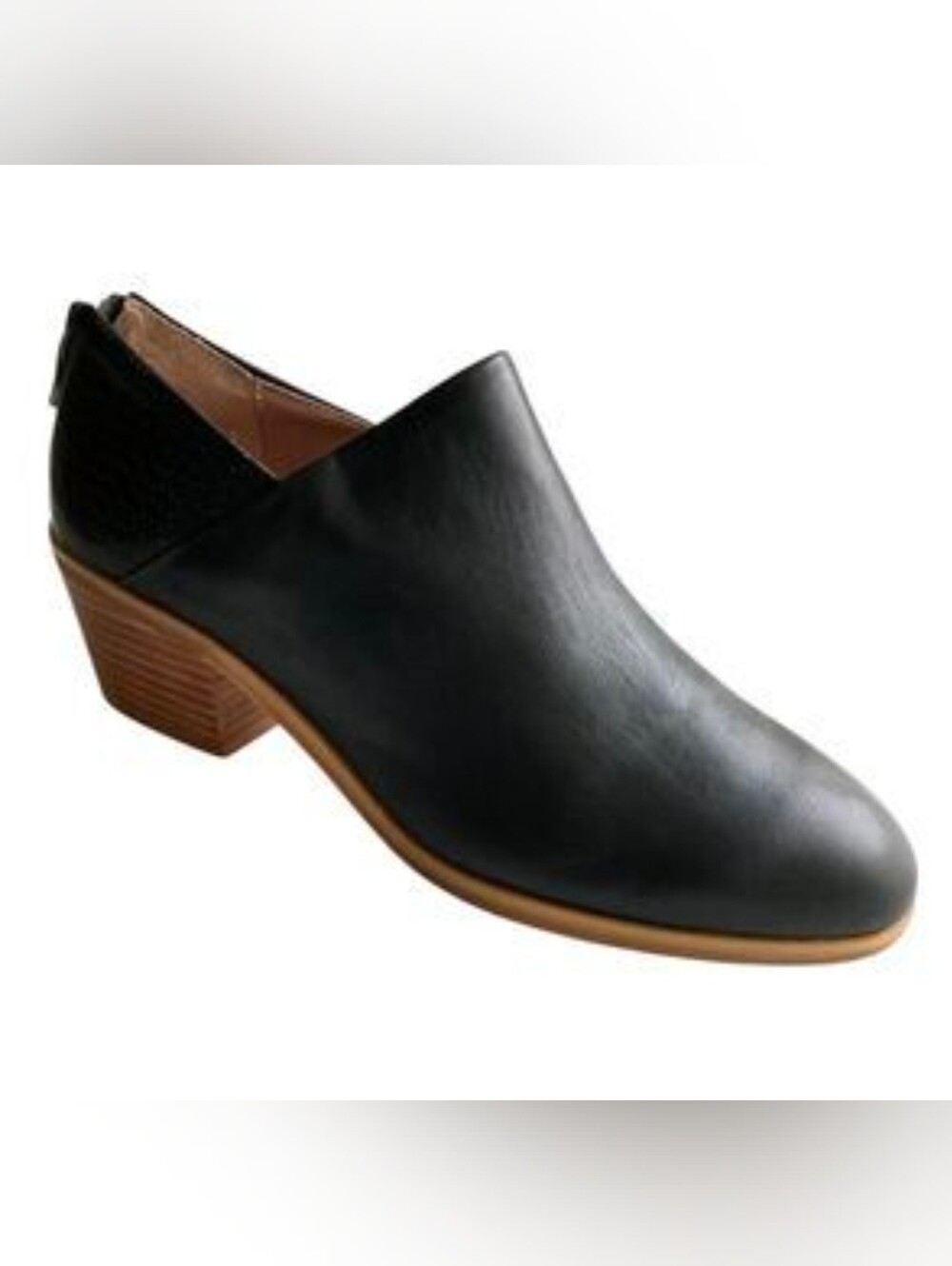 Anthropologie Black Leather Low Heel Ankle Boots Size 7
